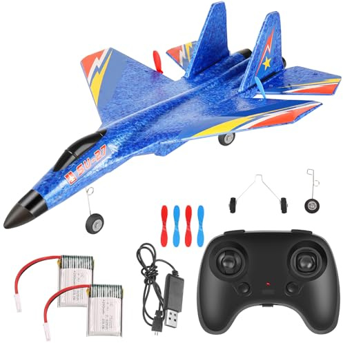 Liamostee RC Airplane, Remote Control 2CH 2.4Ghz F22 Fighter Jet Toy | Foam RC Plane with Lights, 6-Axis Gyroscope, For Kids (3+), Unisex boys and girls Beginners