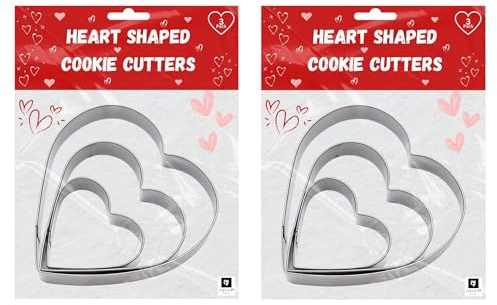 AKH® Stainless Steel Heart Shaped Cookie Cutters | Set of 6 | Valentine's Day Baking Essentials | Valentine's Day Cookie Cutters | Mini Heart Cookie Cutter Set