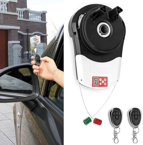 COUCHO Electric Garage Door Opener Motor with 2 Remotes, Roller Door Motor for Roll Up Door, Built-in Motor Automatic Roll Up Door Opener Kit for Garage, Warehouse, Store, Barn, and Farm