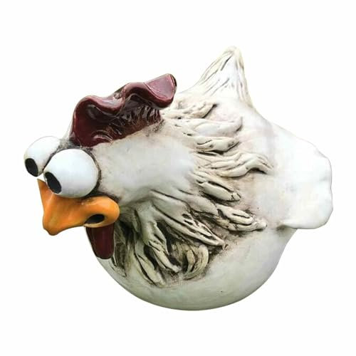 Fukamou Huhn Gartendeko, Hühnerzaun Deko Garten, Hühner Gartenstatuen, Zaunhocker Keramik Huhn Gartendeko, Huhn Geeignet Für Terrassen, Garten Und Balkondekorationen