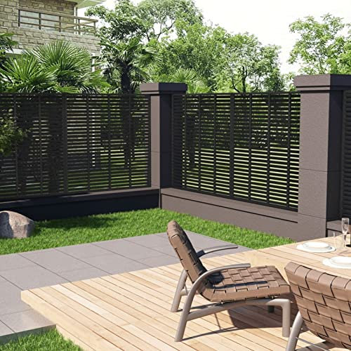 Tidyard WPC lamellstaket 180 x 180 cm mörkgrå, trädgårdsstaket, dekorativt trädgårdsskydd för utomhusbruk, bakgård, terrass