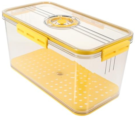 Alipis Bread Storage Case Crisper Box with Lid Reusable Toast Box Fridge Food Holder Home Storage Bin Yellow