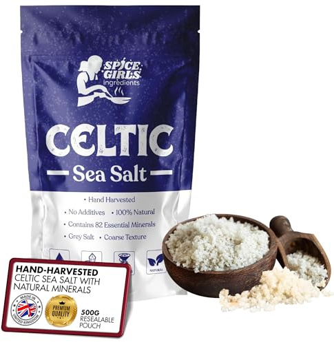 Spice Girls Ingredients Pure Celtic Sea Salt - Natural, Mineral-Rich, Unrefined, Hand-Harvested | Premium Celtic Sea Salt for Cooking, Gourmet Recipes, Wellness & Hydration Support (500g)
