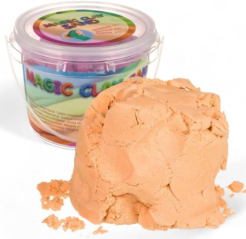 MIJOMA Arena mágica para amasar, arena de juego sensorial cinética, moldeable y amasar, ideal para interiores, horas de diversión y desarrollo creativo, color naranja (500 g)