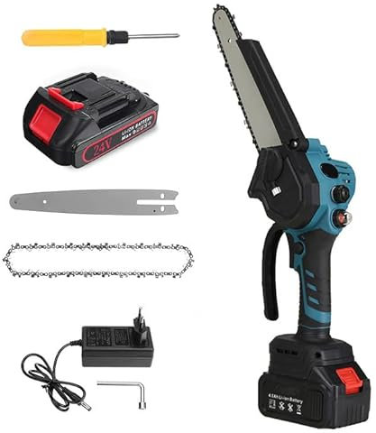 Mini motosierra de una mano con batería de 8 pulgadas, mini motosierra eléctrica inalámbrica sin cables, motosierra, para corte de madera, jardín, podar (1 batería 1 cargador)
