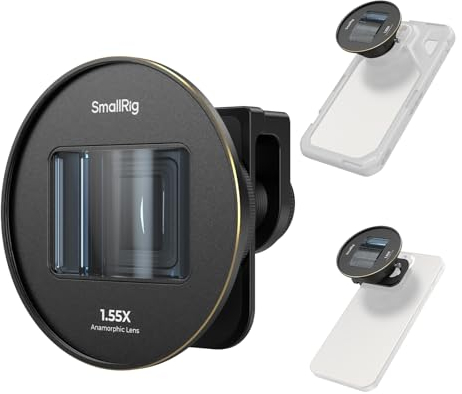 SMALLRIG 1.55XT Anamorphic Lens for Phone, 2.76:1 Widescreen Cinematic Blue Flare Lens for T-mount Phone Cage, Anamorphic Lens with Lens Clip for iPhone 16 15 14 13, for Samsung S22 S21 Series - 3578B