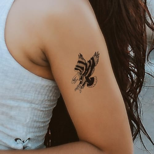 Fake Tattoo Vogel – Temporalis® | Temporäre Tattoos für Erwachsene – EU-zertifizierte Kosmetik, vegan & wasserfest – Hält 1 bis 2 Wochen [ Fliegender Adler ]