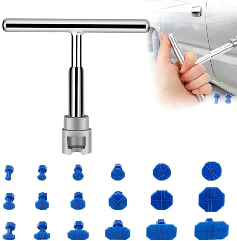 Neyeau Car Dent Removal Kit,Car Dent Puller Kit with T Dent Repair Puller and 18 Gasket Suction Cup,Paintless Dent Remover Tool for Car,Car Dent Remover,Small Dent Puller for Automobiles (Blue)