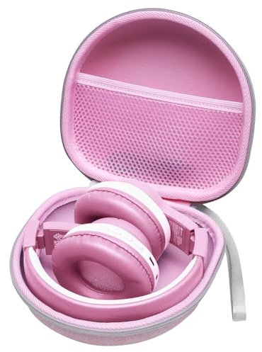 L LTGEM Kids Headphones Case Carrying Case for iClever BTH12 BTH20 BTH26 BTH03 HS14 HS19 / Candy Bila/IMYB Foldable/EarFun K1 Kids Bluetooth Headphones - Portable Travel Bag-Pink (Case Only)