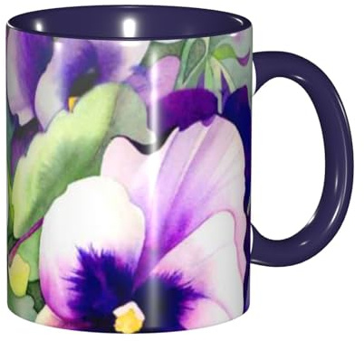 WESTCH Pansy Perfection Ceramic Mugs - 11oz Colorful Mug Gift Box Set - for Coffee Lovers and Gift Giving, Unique Mugs, Personalized Mugs, Hot Beverage Cups, Colorful Mugs
