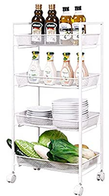 MIQXUAN Rangement Chariot Chariot de rangement de cuisine, étagère, chariot PS, chariot de rangement pour la maison, cuisine, salle de bain, rangement mobile ()