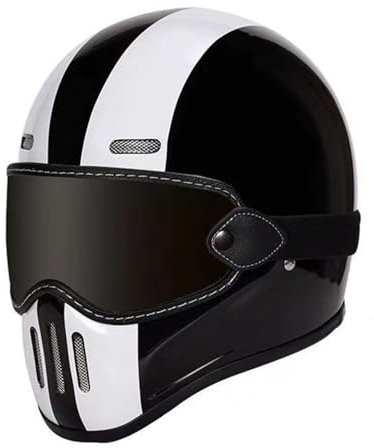Retro Motorrad Motocrosshelme Vintage Motorrad Integralhelme Herren Damen Motorradhelm DOT/ECE-Zulassung Lokomotive Offener Helme ATV UTV Helme 15,M=57~58cm