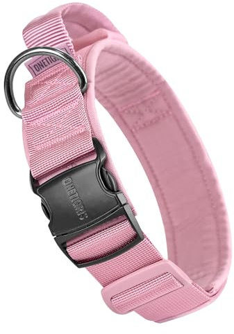 OneTigris Hunde Halsband mit Metallschnalle für Hunde Rosa M