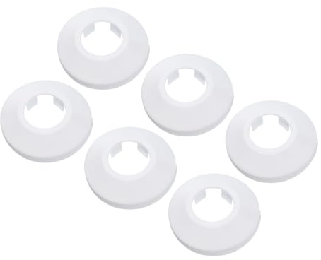 PATIKIL Cubierta de Tubería de Agua para Decoración Ajuste 0.98/25mm, 6 Piezas Brida de Tubería de Agua de Plástico PP Placa de Escudo Collar para Decoración de Tuberías de Pared, Blanco