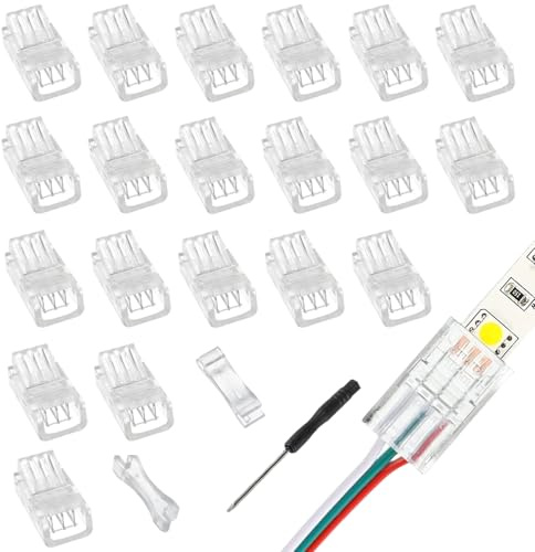 EPLZON 3Pin 8mm Conector de Tira LED Conector rápido de luz de Cinta LED conectores led sin Soldadura para Tira LED monocromática SMD 5050/5630 de 10mm Ancho(20piezas)