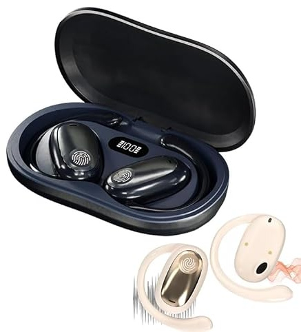 Sportiga hängande öron Bluetooth-hörlurar, hängande öron sport löpning hörlurar, icke-i-öra Bluetooth-headset, trådlösa öppna öron Bluetooth-öronsnäckor, öronproppar för sport löpning träning (svart)