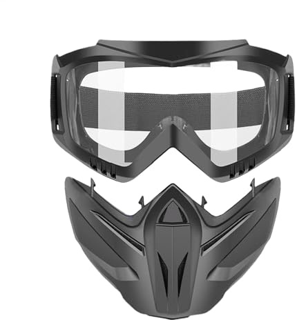 Motorradbrille mit Gesichtsabdeckung, Brille mit Gesichtsabdeckung - Reitbrille - Motorradhelme Reitbrille Brille mit verstellbarer rutschfester Gesichtsabdeckung