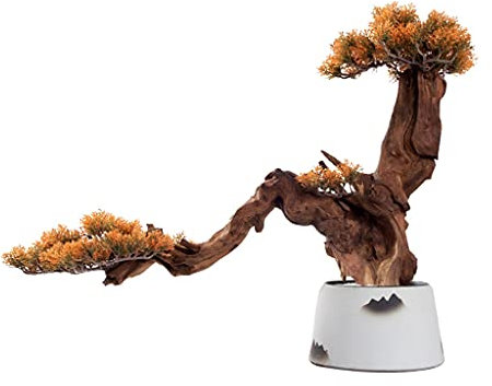 Künstlicher Bonsai-Baum, künstliche, einladende Kiefern-Bonsai-Bäume, Keramik-Blumentöpfe, Silikon-Nadelbäume, einfache und natürliche Kunstpflanzen, die für die Dekoration von Wohnzimmer und Büro