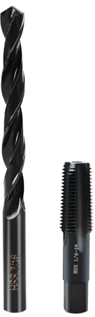 1/4-18 NPT Pipe Tap and 7/16 Drill Set,Hand Threading Plumbing Tap Set