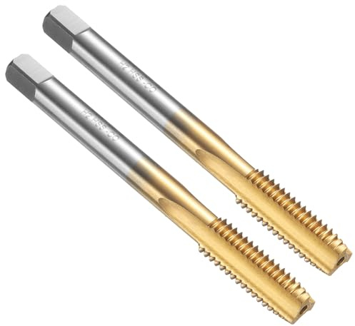sourcing map 2pcs Straight Flute Thread Tap, M8 x 1.25 Left Hand Metric Titanium Coated Screw Threading Tapping Tool Thread Milling Machine Taps, M35 High Speed Steel with Cobalt