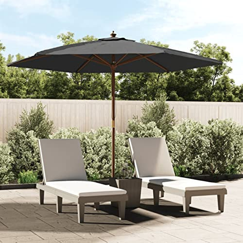 Festnight Ombrellone, Ombrellone da Giardino, Ombrellone da Spiaggia, Ombrellone da Esterno con Palo in Legno Antracite 299x240 cm