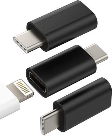 Lightning hona till USB-C kontakt laddare adapter (3x) för iPhone 16/15 Pro Max, Apple Lightning-kabelkontakt Typ C, Adattatore tillbehör laddare jack för iPad kompatibel
