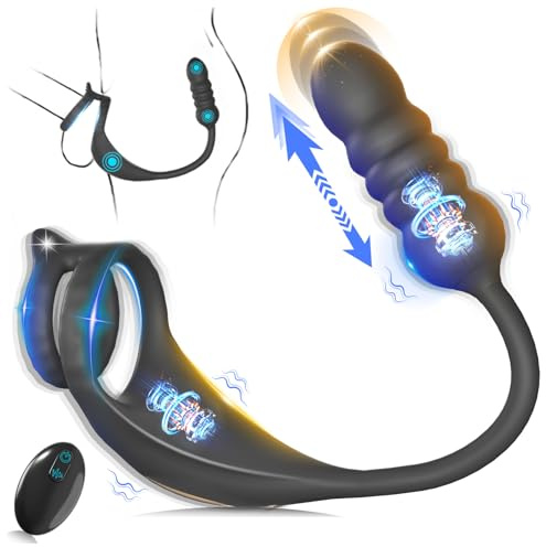 Thrusting Masajе de Próstаtа con Anillo para Hombre e Pareja, Vibradorador Juguetes Eróticos para Estimulador Anales Hombre, Medical Silicone Penis Ring 9+9 Modos, Suave y Elástica, Duradero (YJT-013)