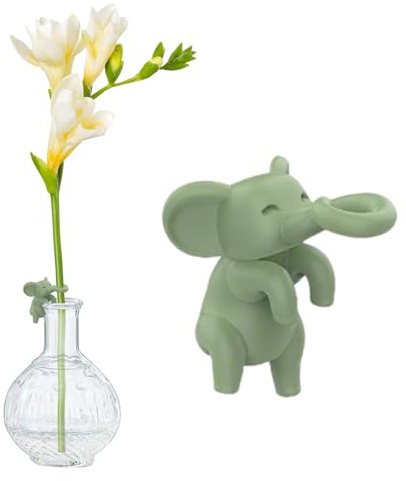 Jenshhch Baby Beißring Milchzahn Dose Elefant Design BPA-Frei Silikon Sicherer Beißring Für Säuglinge Kleinkinder Weiß Dunkelgrün Grün Hellgrün (A)