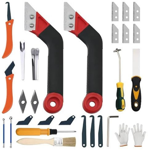Grout Removal Tool Set, Heavy Duty Grout Saw with Replaceable Blades, Tile Grout Remover for Bathroom Kitchen Floor Joints and Corners