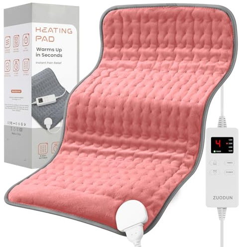 Portable Heating Pad for Back Pain, Travel Electric Heat Pad with Moist Heat Option, 6 Heat Levels & Auto Shut-Off, Soft Washable Cover, Ideal for Office, Home, or Travel Use