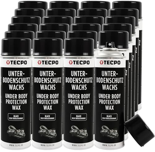 TECPO Cera protettiva per sottoscocca spray, 24 x 500 ml, protezione per sottoscocca cera, protezione anticorrosione