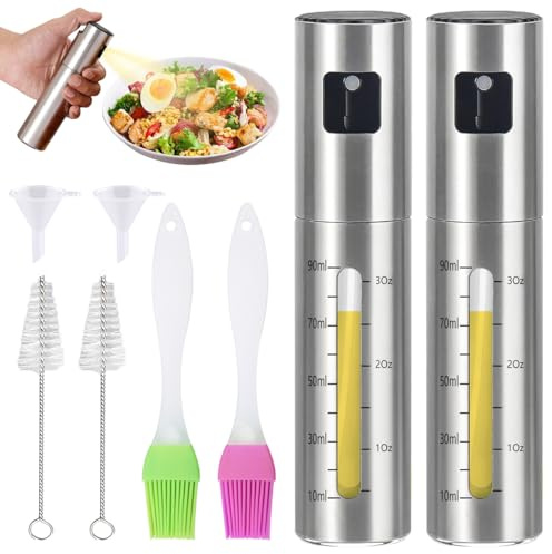 PHIEZC Spray huile cuisine, vaporisateur d'huile, pulvérisateur d'huile de cuisson, lot de 2 pulvérisateurs d'huile, atomiseur d'huile de cuisson 100 ml, accessoires de cuisine
