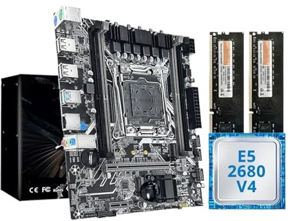 Kit de Placa Base for Juegos X99 con Xeon E5 2680 V4 y DDR4 8Gx2 2133 MHz, Doble M.2 NVME USB3.0 for PC de Escritorio(Motherboard+CPU+RAM)