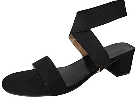 Uwdiohq Sandalias De Tacón Grueso Con Tiras Color Sólido Aterciopeladas Verano A La Para Mujer Sandalia Fucsia (Black, 39) Sandalias+Planas+Talla+42 Memory Foam Poner Plantillas Rehabilitación