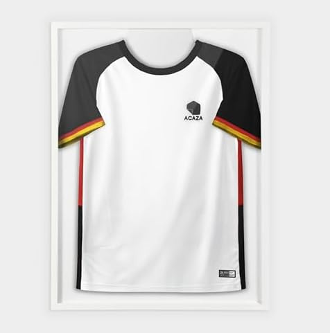 ACAZA Trikotrahmen 60x80 cm, 3D Bilderrahmen tief zum befüllen mit Fußball-, Eishockey-, Rugby-, NBA-Trikot, mit Aufhänger, Holz und Acrylglas, Weiss