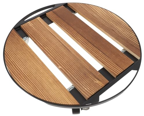 Beaupretty Carrello Porta Piante con Ruote Girevoli in Legno Robusto, Base a Rulli Rotonda 35x35 Cm per Vasi da Fiori da Interno ed Esterno, Supporto Resistente per Spostamento Facile