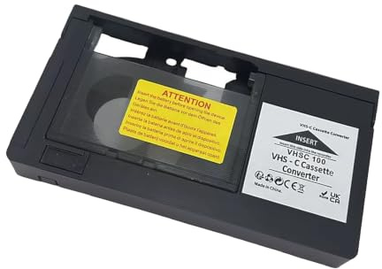 Oxxggkao VHS-C Kassettenadapter für Standard-VHS-Recorder, Wiedergabe-Konvertergehäuse mit transparenter Vordertür und AA-Batterie-Setup für Home Tape Viewing