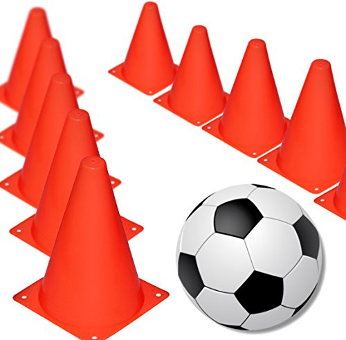 Novelty Place Mehrzweck-Trainingskegel (12er-Set), weicher und langlebiger Verkehrskegel für Sicherheit, Beweglichkeit, Fußball, Fußball und andere Aktivitäten - Neonrot 7 Zoll