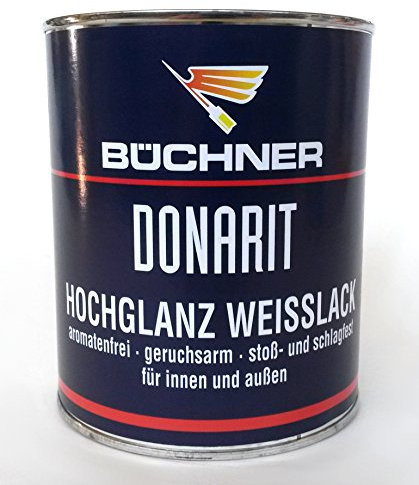 Büchner DONARIT hochglanz Weiss/RAL 9010, 0,75L - Hochglänzender Weißlack für Untergründe aus Holz, Mauerwerk, Metall im Außen- und Innenbereich. Malerqualität für höchste Ansprüche