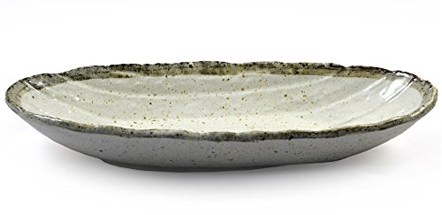 Gran Plato Japonés Plato De Cerámica Para El Sushi Y Cocina Asiática - Gres Esmaltado De Color Beige - 19cm