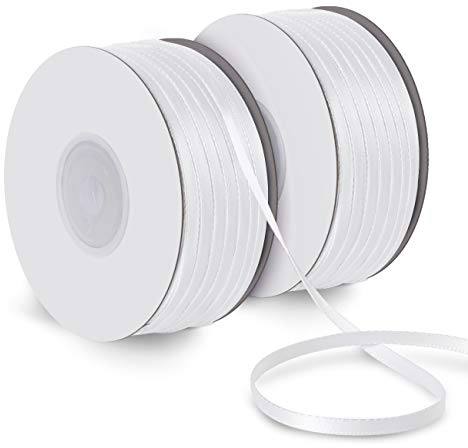 ABSOFINE Satinband Doppelsatinband weiß 3mm 150M Schleifenband Geschenkband Hochzeit Dekoband Geschenkband Antennenband