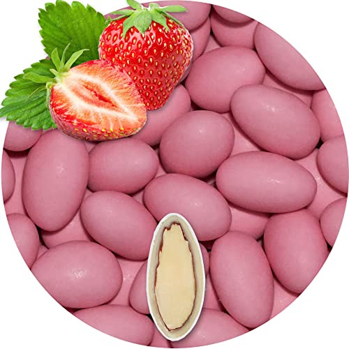 EinsSein 1kg Schokomandeln Erdbeere rosa matt | ca. 160 Stück Hochzeitsmandeln für Gastgeschenke Hochzeit Taufe Kommunion Konfirmation | Taufmandeln Zuckermandeln Bonboniere Confetti | Mandeln Schoko
