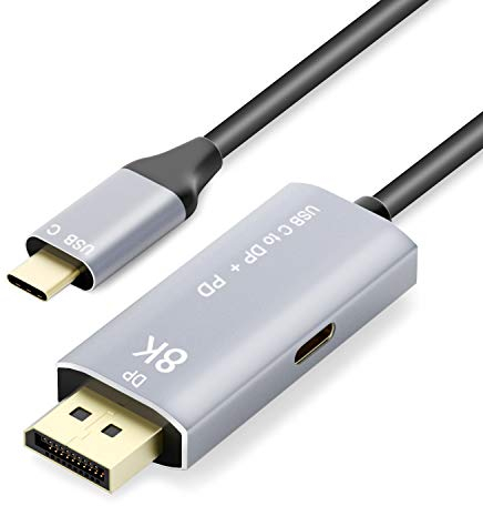 YIWENTEC Cable USB C a DisplayPort 1.4 8K con USB-C PD 8K a 60Hz 4K a 144Hz Convertidor Thunderbolt 3 a DisplayPort Adaptador 1M