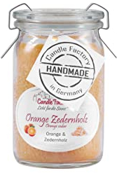 Candle Factory Baby Jumbo Duftkerze aus pflanzlichem Stearin im hitzebeständigen Glas der Marke Weck®, bis zu 24h Brennzeit, Duft: Orange Zedernholz