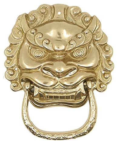 Samnuerly Messing Türklopfer Löwe Antik Chinesisch Türklopfer Haustürklopfer Antik Messing (Farbe: Schwarz Größe: 15,5 * 19,5 cm) (Gold 15,5 * 19,5 cm)
