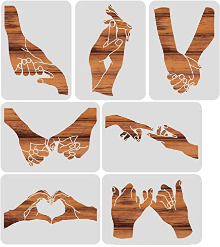 BENECREAT 7 Styles Gestenmuster Plastikzeichnung Malschablonen, 29.7x21 cm / 11.4x8.3 e Paar-Gesten-Themen-Malkunst-Vorlagen Für Scrapbook-DIY-Bastelarbeiten