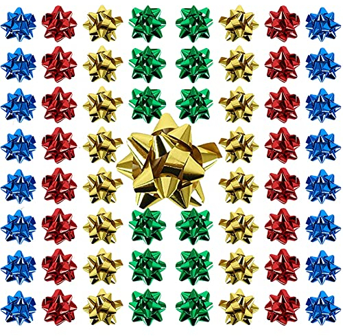 ZGYJ-EU Bunt Geschenkschleifen 150er Set, Selbstklebend, Metallische Geschenkbänder Weihnachtsschleifen Geschenkschleifen Weihnachten Schleifenband für Weihnachtsdeko, Weinflaschen Geschenkverpackung