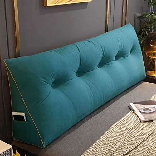 RAKTOV Bequemes Lendenkissen, Lesekissen, Rückenlehne, dreieckiges Kopfteil, Keilkissen, großes Kissen für Erkerfenster, Tatami, Sofa, Schlafzimmer, 80 x 50 x 20 cm, Blau