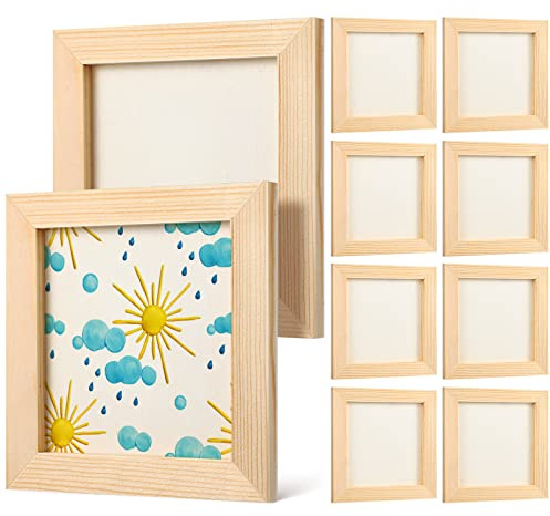 KOMBIUDA Fotorahmen Selber Machen 10 Stück Fotorahmen Kleiner Mini-Leinwandplatten Holzrahmen Zum Basteln Kleine Holz Holz Holzmaterial Kinderanleitung