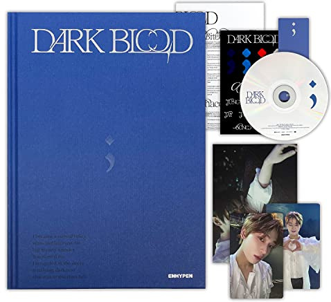 ENHYPEN – [Dark Blood] (HALF Ver.) Photo Book + CD-R + Photo Card + Message Photo Card + Sticker + Postcard + Bookmark + Poster with Lyrics + 2 Pin Button Badge + 4 extra Photocards